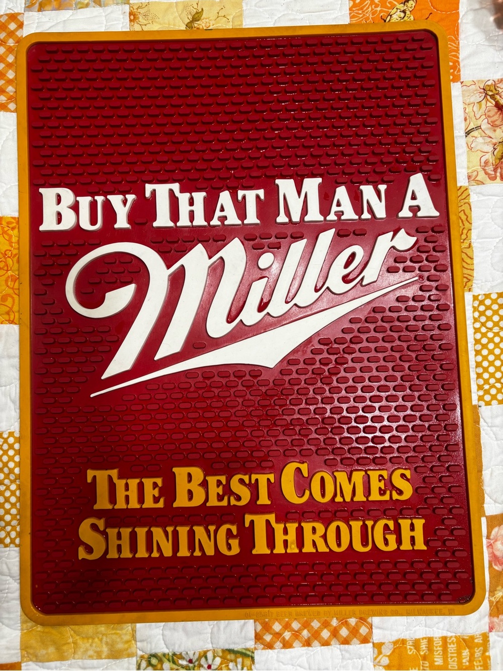 Rare vintage Miller Lite Beer Bar Mat  Rubber 15x11.5”